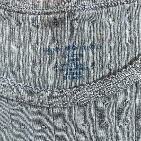 Brandy Melville Ashlyn Pointelle Eyelet Tee Sage Green - Picture 3 of 3